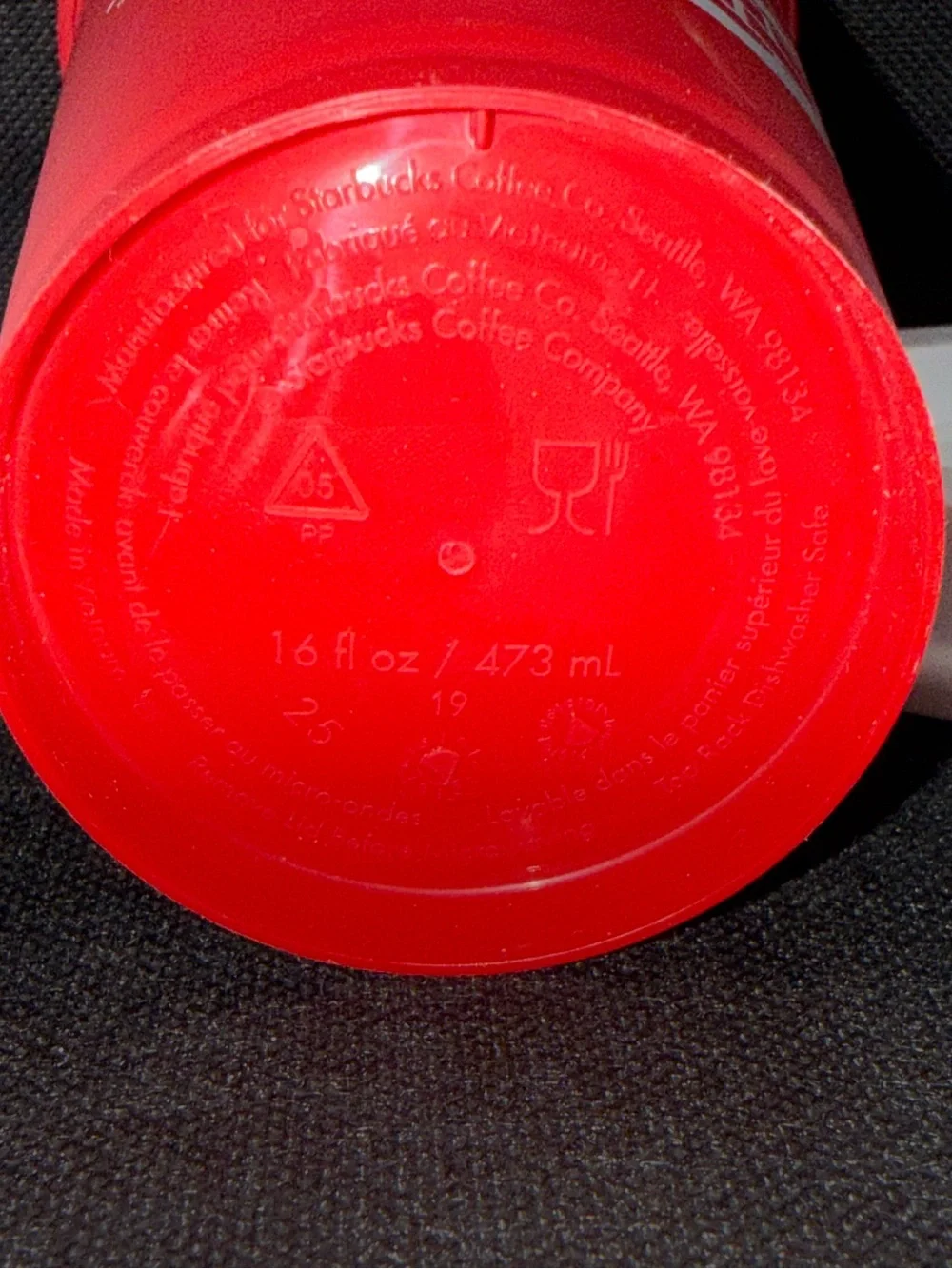 Starbucks Red Cup with White Holiday Graphics and White Lid